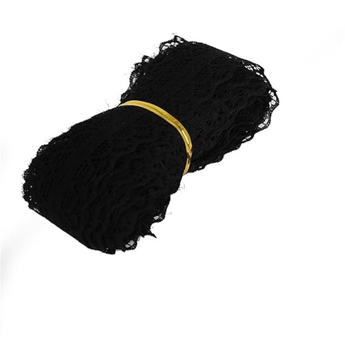 QIUSHIBO Spitzenband 28mm 5 Yards Keine Stretch Spitze DIY Bekleidungsstoff Zubehör Spitzenband for Nähen Vorhang Handarbeiten Spitzenband Spitzenborte(Noir) von QIUSHIBO