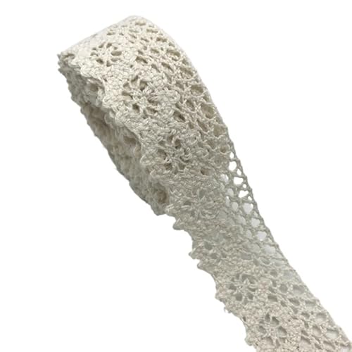 QIUSHIBO Spitzenband 2yards 1" 25mm Baumwoll-Spitzenbesatz for handgefertigte Patchwork-Baumwoll-Spitzenbänder for Nähen von Stoff DIY-Handwerk Bekleidungsmaterial Spitzenborte(Beige) von QIUSHIBO
