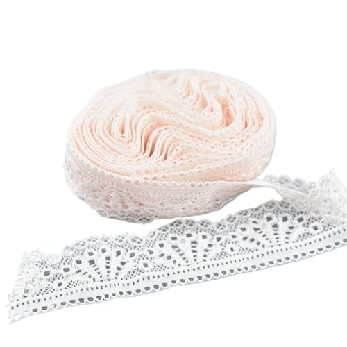 QIUSHIBO Spitzenband 5-10yards/lot Fächerförmiger elastischer weißer Spitzenstoff for Nähen, Bastelzubehör, Dekorieren, Stickereien, Hochzeitskleid Spitzenborte(Light Pink,10yards) von QIUSHIBO