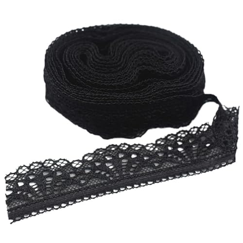 QIUSHIBO Spitzenband 5-10yards/lot Fächerförmiger elastischer weißer Spitzenstoff for Nähen, Bastelzubehör, Dekorieren, Stickereien, Hochzeitskleid Spitzenborte(Noir,5yards) von QIUSHIBO