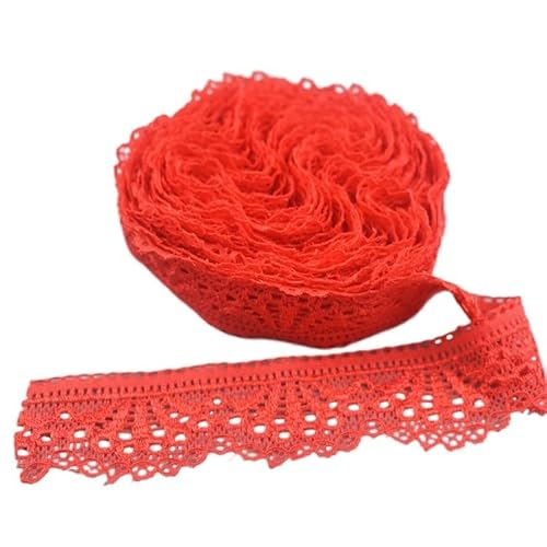 QIUSHIBO Spitzenband 5-10yards/lot Fächerförmiger elastischer weißer Spitzenstoff for Nähen, Bastelzubehör, Dekorieren, Stickereien, Hochzeitskleid Spitzenborte(Red,5yards) von QIUSHIBO