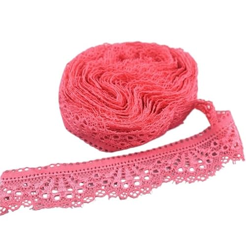 QIUSHIBO Spitzenband 5-10yards/lot Fächerförmiger elastischer weißer Spitzenstoff for Nähen, Bastelzubehör, Dekorieren, Stickereien, Hochzeitskleid Spitzenborte(Rose Red,5yards) von QIUSHIBO
