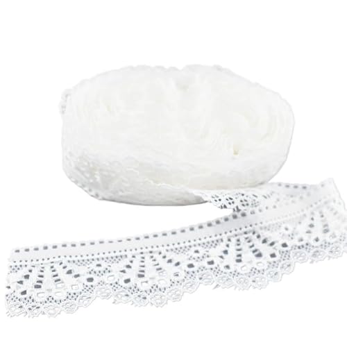 QIUSHIBO Spitzenband 5-10yards/lot Fächerförmiger elastischer weißer Spitzenstoff for Nähen, Bastelzubehör, Dekorieren, Stickereien, Hochzeitskleid Spitzenborte(White,10yards) von QIUSHIBO