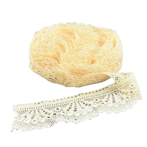 QIUSHIBO Spitzenband 5-10yards/lot Fächerförmiger elastischer weißer Spitzenstoff for Nähen, Bastelzubehör, Dekorieren, Stickereien, Hochzeitskleid Spitzenborte(Yellow,10yards) von QIUSHIBO