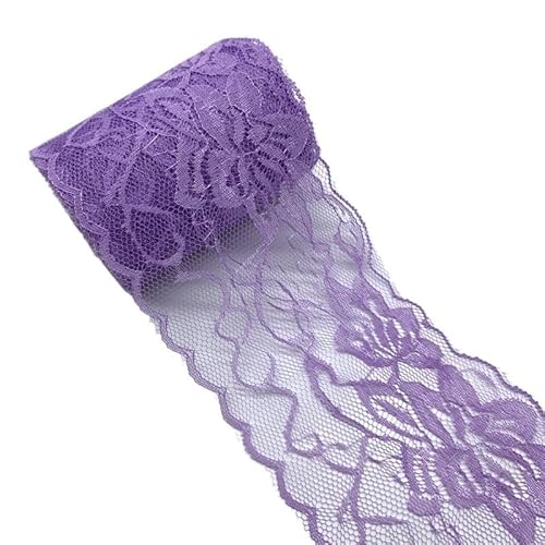 QIUSHIBO Spitzenband 5 Yards 80 mm Spitzenband, Kunsthandwerk, Besticktes Spitzenbesatzband, handgefertigte Spitzendekorationen, DIY-Nähstoff, Spitzenstoff Spitzenborte(Purple) von QIUSHIBO