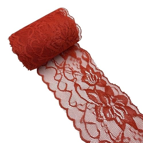 QIUSHIBO Spitzenband 5 Yards 80 mm Spitzenband, Kunsthandwerk, Besticktes Spitzenbesatzband, handgefertigte Spitzendekorationen, DIY-Nähstoff, Spitzenstoff Spitzenborte(Red) von QIUSHIBO