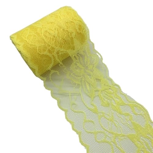 QIUSHIBO Spitzenband 5 Yards 80 mm Spitzenband, Kunsthandwerk, Besticktes Spitzenbesatzband, handgefertigte Spitzendekorationen, DIY-Nähstoff, Spitzenstoff Spitzenborte(Yellow) von QIUSHIBO