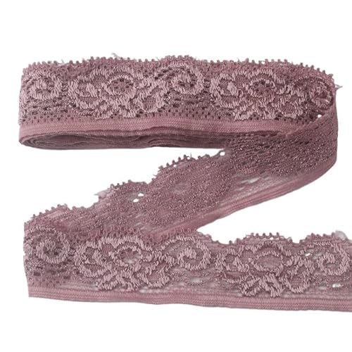 QIUSHIBO Spitzenband 5 Yards Elastizität Spitzenband Band 22mm Spitzenbesatz Unterwäsche Nähen DIY Stickerei DIY Zubehör Spitzenborte(Fuchsia) von QIUSHIBO