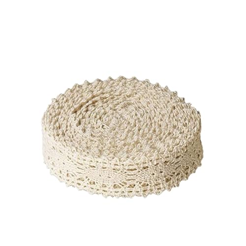 QIUSHIBO Spitzenband 5 m/Rolle Spitzenbesatz for Bekleidung, Nähstoff, elfenbeinfarbener cremefarbener Besatz, Baumwoll-Häkelspitze, Stoffband, handgefertigtes Patchwork-Zubehör Spitzenborte(2) von QIUSHIBO