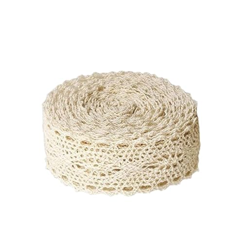 QIUSHIBO Spitzenband 5 m/Rolle Spitzenbesatz for Bekleidung, Nähstoff, elfenbeinfarbener cremefarbener Besatz, Baumwoll-Häkelspitze, Stoffband, handgefertigtes Patchwork-Zubehör Spitzenborte(5) von QIUSHIBO