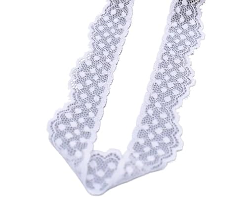 QIUSHIBO Spitzenband Elastisches Spitzenband, Tüll-Spitze, Stretch-Spitzenbesatz, bestickte Unterwäsche, Kostümspitze for Nähzubehör Spitzenborte(White,5 Yards) von QIUSHIBO