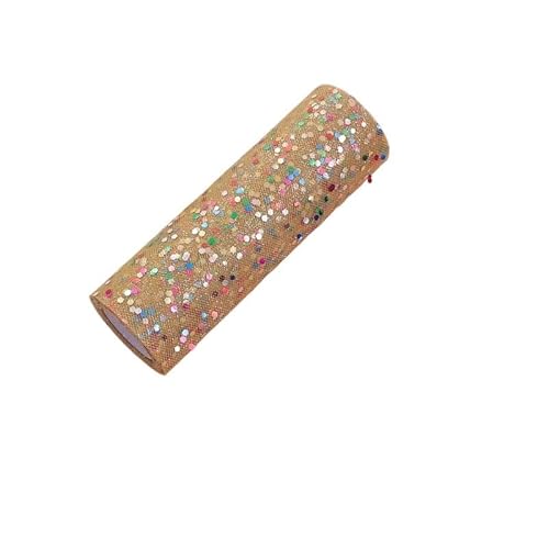 QIUSHIBO TüLlrolle 15 cm 10 Yards farbige sechseckige Pailletten Tüll Rolle Tutu Hochzeit Deco DIY Handwerk Geburtstag Party Supplies TüLl Stoff Rolle(Golden) von QIUSHIBO