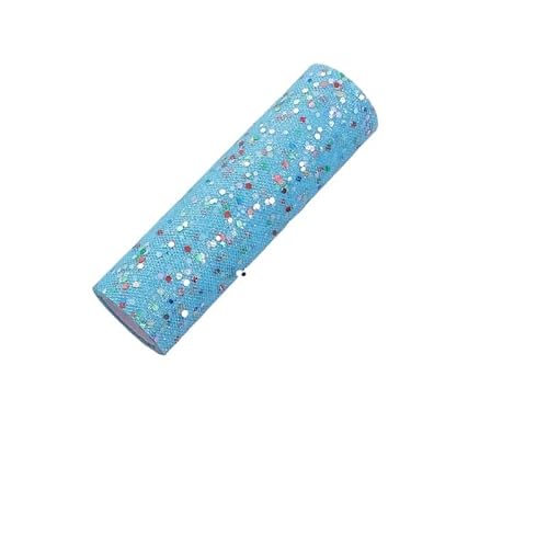 QIUSHIBO TüLlrolle 15 cm 10 Yards farbige sechseckige Pailletten Tüll Rolle Tutu Hochzeit Deco DIY Handwerk Geburtstag Party Supplies TüLl Stoff Rolle(Lake Blue) von QIUSHIBO