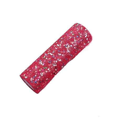 QIUSHIBO TüLlrolle 15 cm 10 Yards farbige sechseckige Pailletten Tüll Rolle Tutu Hochzeit Deco DIY Handwerk Geburtstag Party Supplies TüLl Stoff Rolle(Red) von QIUSHIBO