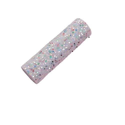 QIUSHIBO TüLlrolle 15 cm 10 Yards farbige sechseckige Pailletten Tüll Rolle Tutu Hochzeit Deco DIY Handwerk Geburtstag Party Supplies TüLl Stoff Rolle(Silvery) von QIUSHIBO