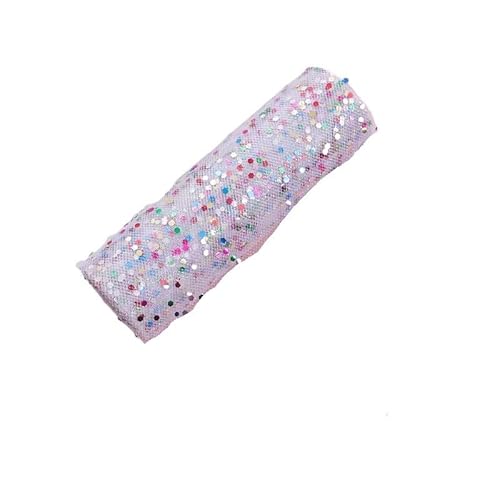 QIUSHIBO TüLlrolle 15 cm 10 Yards farbige sechseckige Pailletten Tüll Rolle Tutu Hochzeit Deco DIY Handwerk Geburtstag Party Supplies TüLl Stoff Rolle(White) von QIUSHIBO