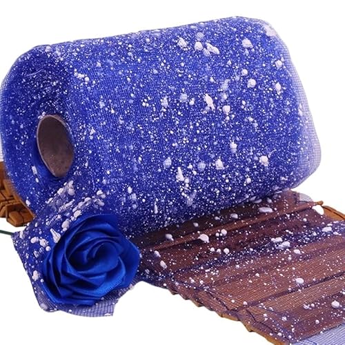 QIUSHIBO TüLlrolle 15 m Lange Rollen aus Gaze-Netzstoff mit Schneepunkten und Glitzer, weißer Tüll, glitzernder Netzstoff, Tutu-Rock, Hochzeitsdekoration, Partyzubehör TüLl Stoff Rolle(02) von QIUSHIBO