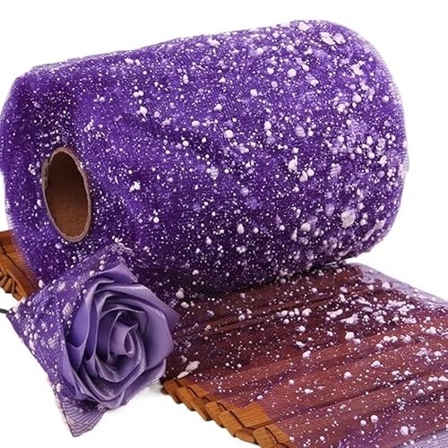 QIUSHIBO TüLlrolle 15 m Lange Rollen aus Gaze-Netzstoff mit Schneepunkten und Glitzer, weißer Tüll, glitzernder Netzstoff, Tutu-Rock, Hochzeitsdekoration, Partyzubehör TüLl Stoff Rolle(04) von QIUSHIBO