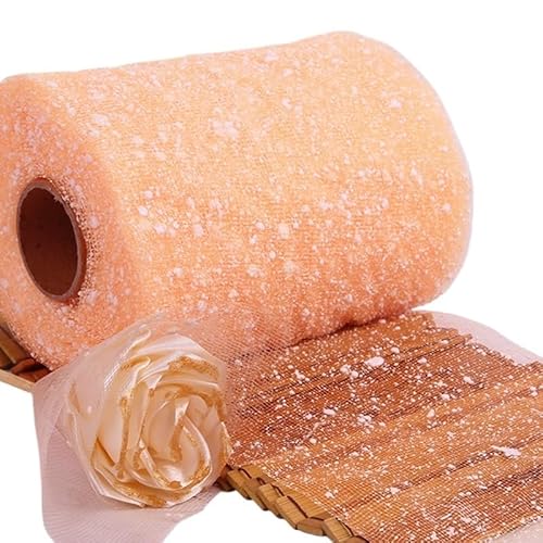 QIUSHIBO TüLlrolle 15 m Lange Rollen aus Gaze-Netzstoff mit Schneepunkten und Glitzer, weißer Tüll, glitzernder Netzstoff, Tutu-Rock, Hochzeitsdekoration, Partyzubehör TüLl Stoff Rolle(05) von QIUSHIBO