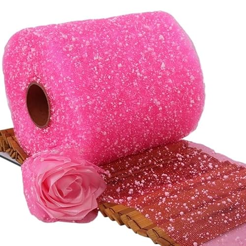 QIUSHIBO TüLlrolle 15 m Lange Rollen aus Gaze-Netzstoff mit Schneepunkten und Glitzer, weißer Tüll, glitzernder Netzstoff, Tutu-Rock, Hochzeitsdekoration, Partyzubehör TüLl Stoff Rolle(06) von QIUSHIBO