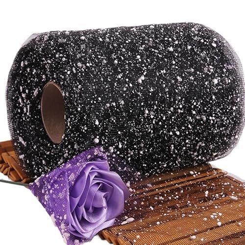 QIUSHIBO TüLlrolle 15 m Lange Rollen aus Gaze-Netzstoff mit Schneepunkten und Glitzer, weißer Tüll, glitzernder Netzstoff, Tutu-Rock, Hochzeitsdekoration, Partyzubehör TüLl Stoff Rolle(08) von QIUSHIBO