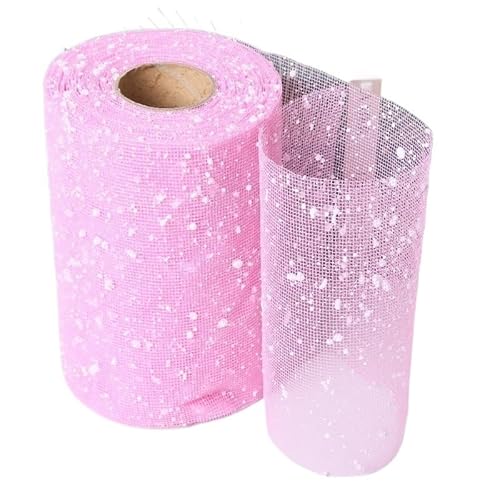 QIUSHIBO TüLlrolle 15 m Lange Rollen aus Gaze-Netzstoff mit Schneepunkten und Glitzer, weißer Tüll, glitzernder Netzstoff, Tutu-Rock, Hochzeitsdekoration, Partyzubehör TüLl Stoff Rolle(09) von QIUSHIBO