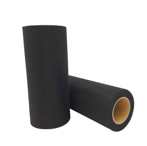 QIUSHIBO TüLlrolle 2 Stück Tüllrollen, 22,8 m, 15 cm, Stoffspule, Tutu, weich, for Hochzeitsdekoration, Geburtstagsparty, Geschenkpapier, DIY, Eventbedarf TüLl Stoff Rolle(Black C40) von QIUSHIBO