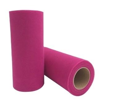 QIUSHIBO TüLlrolle 2 Stück Tüllrollen, 22,8 m, 15 cm, Stoffspule, Tutu, weich, for Hochzeitsdekoration, Geburtstagsparty, Geschenkpapier, DIY, Eventbedarf TüLl Stoff Rolle(Dark Pink C16) von QIUSHIBO