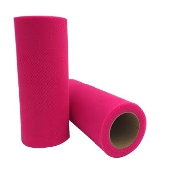 QIUSHIBO TüLlrolle 2 Stück Tüllrollen, 22,8 m, 15 cm, Stoffspule, Tutu, weich, for Hochzeitsdekoration, Geburtstagsparty, Geschenkpapier, DIY, Eventbedarf TüLl Stoff Rolle(Fluorescence Pink) von QIUSHIBO