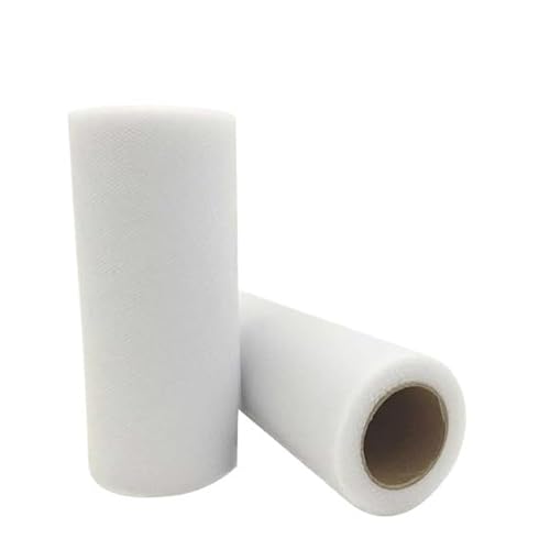 QIUSHIBO TüLlrolle 2 Stück Tüllrollen, 22,8 m, 15 cm, Stoffspule, Tutu, weich, for Hochzeitsdekoration, Geburtstagsparty, Geschenkpapier, DIY, Eventbedarf TüLl Stoff Rolle(White C01) von QIUSHIBO