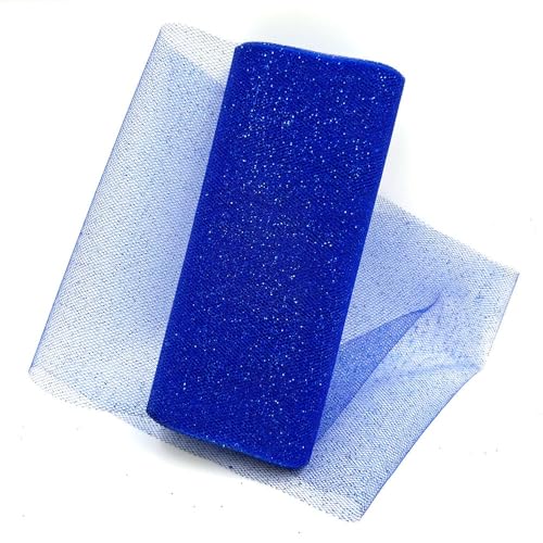 QIUSHIBO TüLlrolle 2 Stück mehrfarbige Tüllrollen, 15,2 cm x 9,1 m, Hochzeitsdekoration, glitzernder Glitzer, Pailletten-Tüll, Netzmaterial for Partys TüLl Stoff Rolle(Blue) von QIUSHIBO
