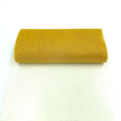 QIUSHIBO TüLlrolle 2 Stück mehrfarbige Tüllrollen, 15,2 cm x 9,1 m, Hochzeitsdekoration, glitzernder Glitzer, Pailletten-Tüll, Netzmaterial for Partys TüLl Stoff Rolle(Gold) von QIUSHIBO