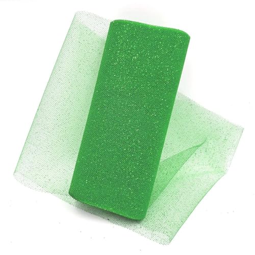 QIUSHIBO TüLlrolle 2 Stück mehrfarbige Tüllrollen, 15,2 cm x 9,1 m, Hochzeitsdekoration, glitzernder Glitzer, Pailletten-Tüll, Netzmaterial for Partys TüLl Stoff Rolle(Green) von QIUSHIBO