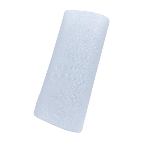 QIUSHIBO TüLlrolle 2 Stück mehrfarbige Tüllrollen, 15,2 cm x 9,1 m, Hochzeitsdekoration, glitzernder Glitzer, Pailletten-Tüll, Netzmaterial for Partys TüLl Stoff Rolle(White) von QIUSHIBO