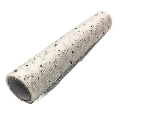 QIUSHIBO TüLlrolle 28 cm * 5 Yards Glitter Pailletten Tüll Rolle Tisch Läufer Ballett Rock Nähen Geburtstag Hochzeit Party Dekoration TüLl Stoff Rolle(1 White) von QIUSHIBO