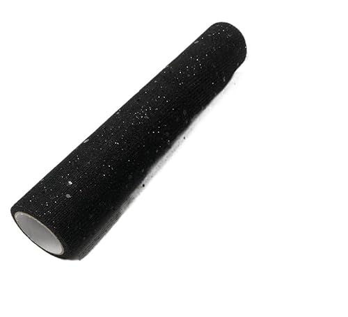 QIUSHIBO TüLlrolle 28 cm * 5 Yards Glitter Pailletten Tüll Rolle Tisch Läufer Ballett Rock Nähen Geburtstag Hochzeit Party Dekoration TüLl Stoff Rolle(10 Black) von QIUSHIBO