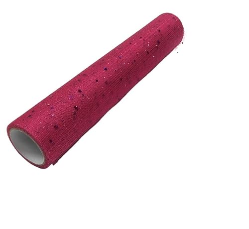 QIUSHIBO TüLlrolle 28 cm * 5 Yards Glitter Pailletten Tüll Rolle Tisch Läufer Ballett Rock Nähen Geburtstag Hochzeit Party Dekoration TüLl Stoff Rolle(3 Rose Red) von QIUSHIBO