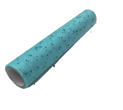 QIUSHIBO TüLlrolle 28 cm * 5 Yards Glitter Pailletten Tüll Rolle Tisch Läufer Ballett Rock Nähen Geburtstag Hochzeit Party Dekoration TüLl Stoff Rolle(5 Blue) von QIUSHIBO