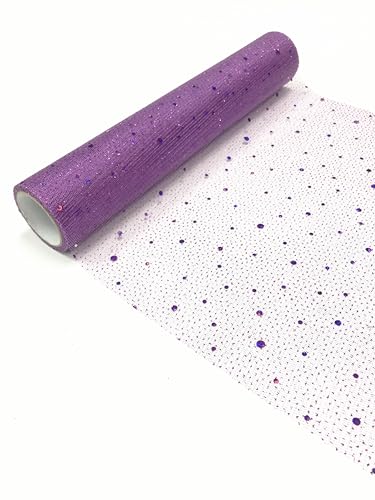 QIUSHIBO TüLlrolle 28 cm * 5 Yards Glitter Pailletten Tüll Rolle Tisch Läufer Ballett Rock Nähen Geburtstag Hochzeit Party Dekoration TüLl Stoff Rolle(7 Purple) von QIUSHIBO