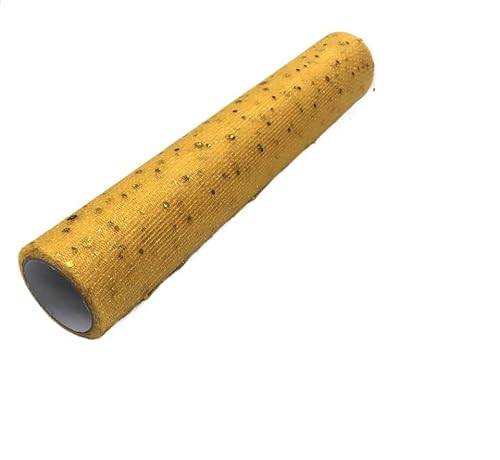 QIUSHIBO TüLlrolle 28 cm * 5 Yards Glitter Pailletten Tüll Rolle Tisch Läufer Ballett Rock Nähen Geburtstag Hochzeit Party Dekoration TüLl Stoff Rolle(8 Yellow) von QIUSHIBO