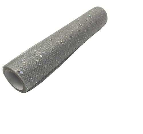 QIUSHIBO TüLlrolle 28 cm * 5 Yards Glitter Pailletten Tüll Rolle Tisch Läufer Ballett Rock Nähen Geburtstag Hochzeit Party Dekoration TüLl Stoff Rolle(9 Gray) von QIUSHIBO