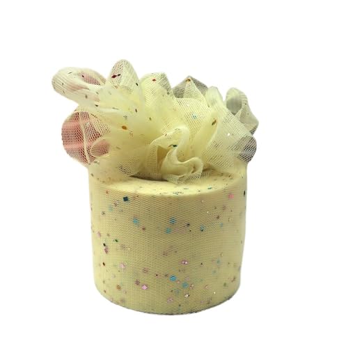 QIUSHIBO TüLlrolle 6 cm 25 Yards Tüll Rollen Glitter Pulver Pailletten Mesh Band DIY Mädchen Hairbow Headhands Poms Tutu Rock Giftbag Decor TüLl Stoff Rolle(Lemon) von QIUSHIBO
