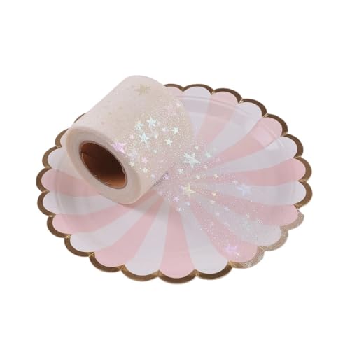 QIUSHIBO TüLlrolle 6cm x 5 Yard/Rolle Regenbogen Glitter Tüll Rolle Pailletten Schiere Stoff DIY Handwerk Geschenk Tutu Rock Home Hochzeit Decora TüLl Stoff Rolle(Beige 5Y) von QIUSHIBO