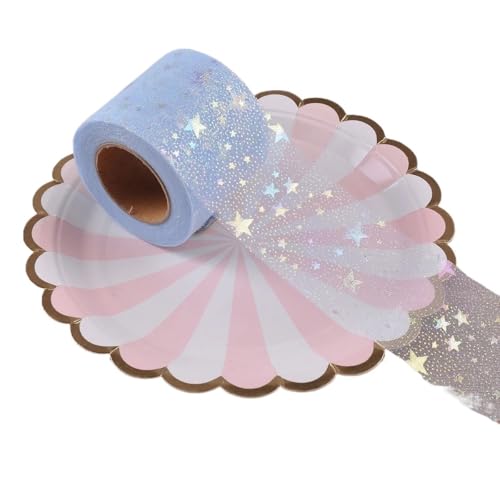 QIUSHIBO TüLlrolle 6cm x 5 Yard/Rolle Regenbogen Glitter Tüll Rolle Pailletten Schiere Stoff DIY Handwerk Geschenk Tutu Rock Home Hochzeit Decora TüLl Stoff Rolle(Light Blue) von QIUSHIBO