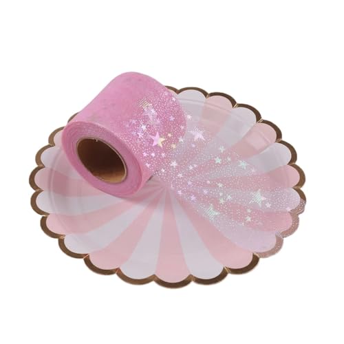 QIUSHIBO TüLlrolle 6cm x 5 Yard/Rolle Regenbogen Glitter Tüll Rolle Pailletten Schiere Stoff DIY Handwerk Geschenk Tutu Rock Home Hochzeit Decora TüLl Stoff Rolle(Light pink 5Y) von QIUSHIBO