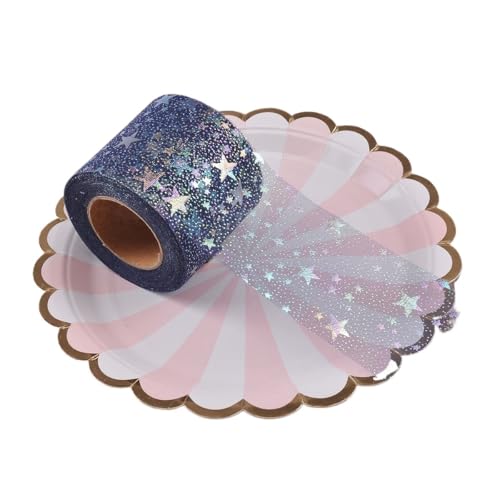 QIUSHIBO TüLlrolle 6cm x 5 Yard/Rolle Regenbogen Glitter Tüll Rolle Pailletten Schiere Stoff DIY Handwerk Geschenk Tutu Rock Home Hochzeit Decora TüLl Stoff Rolle(Navy 5Y) von QIUSHIBO