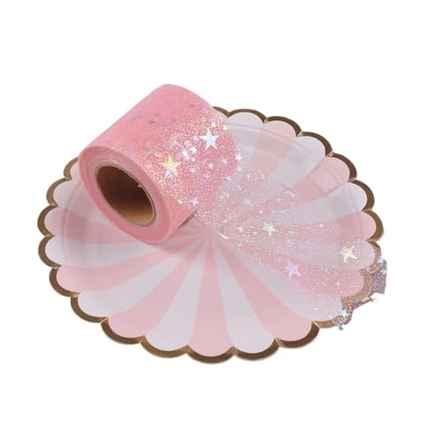 QIUSHIBO TüLlrolle 6cm x 5 Yard/Rolle Regenbogen Glitter Tüll Rolle Pailletten Schiere Stoff DIY Handwerk Geschenk Tutu Rock Home Hochzeit Decora TüLl Stoff Rolle(Peach pink 5Y) von QIUSHIBO