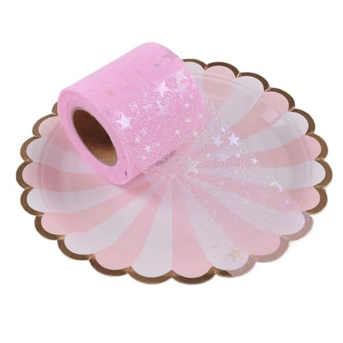 QIUSHIBO TüLlrolle 6cm x 5 Yard/Rolle Regenbogen Glitter Tüll Rolle Pailletten Schiere Stoff DIY Handwerk Geschenk Tutu Rock Home Hochzeit Decora TüLl Stoff Rolle(Pink 5Y) von QIUSHIBO