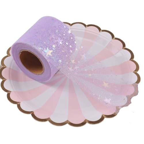 QIUSHIBO TüLlrolle 6cm x 5 Yard/Rolle Regenbogen Glitter Tüll Rolle Pailletten Schiere Stoff DIY Handwerk Geschenk Tutu Rock Home Hochzeit Decora TüLl Stoff Rolle(Purple red 5Y) von QIUSHIBO