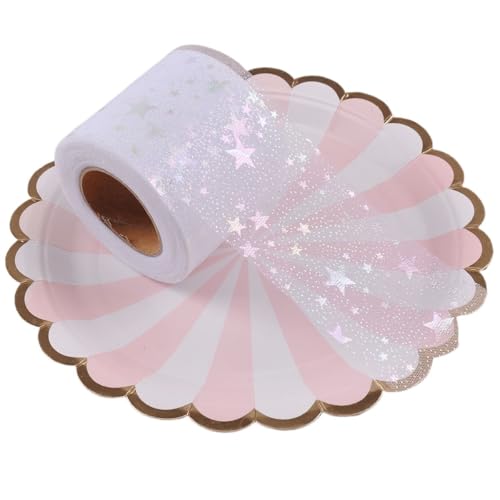 QIUSHIBO TüLlrolle 6cm x 5 Yard/Rolle Regenbogen Glitter Tüll Rolle Pailletten Schiere Stoff DIY Handwerk Geschenk Tutu Rock Home Hochzeit Decora TüLl Stoff Rolle(White 5Y) von QIUSHIBO